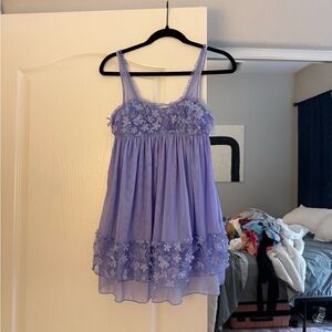 Free People Lavender Floral Chiffon Chemise